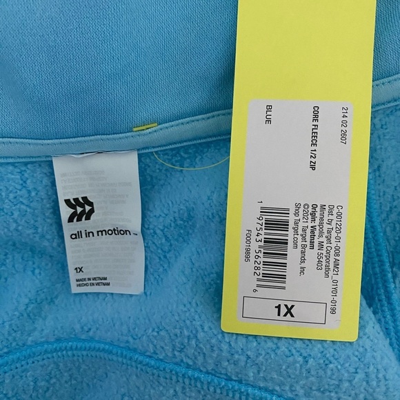 All In Motion Blue Mock Neck 1/2 Zip Core Fleece Sweatshirt NWT Size 1X - Picture 4 of 6